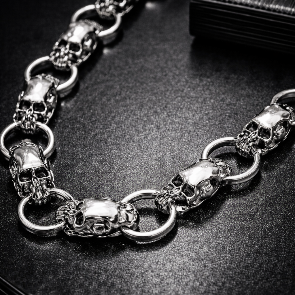 Ring Skull Silver Wallet Chain