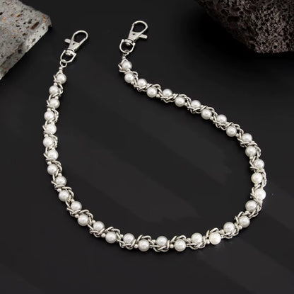 Pearl and Silver Wallet Chain