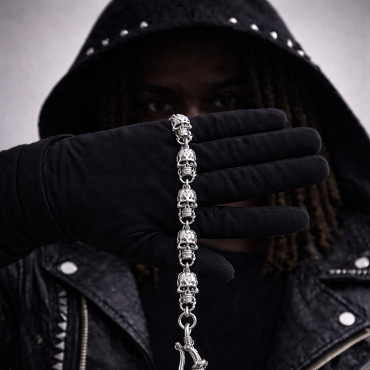 Flame Silver Skull Wallet Chain