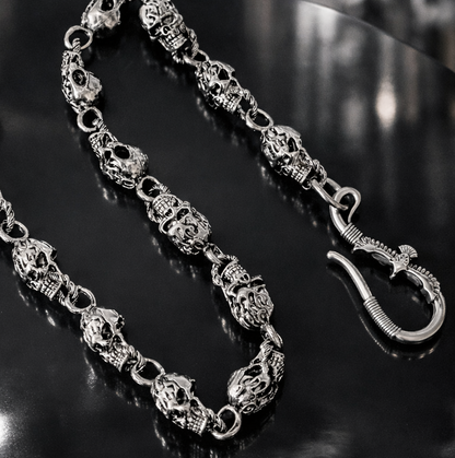 Flame Silver Skull Wallet Chain