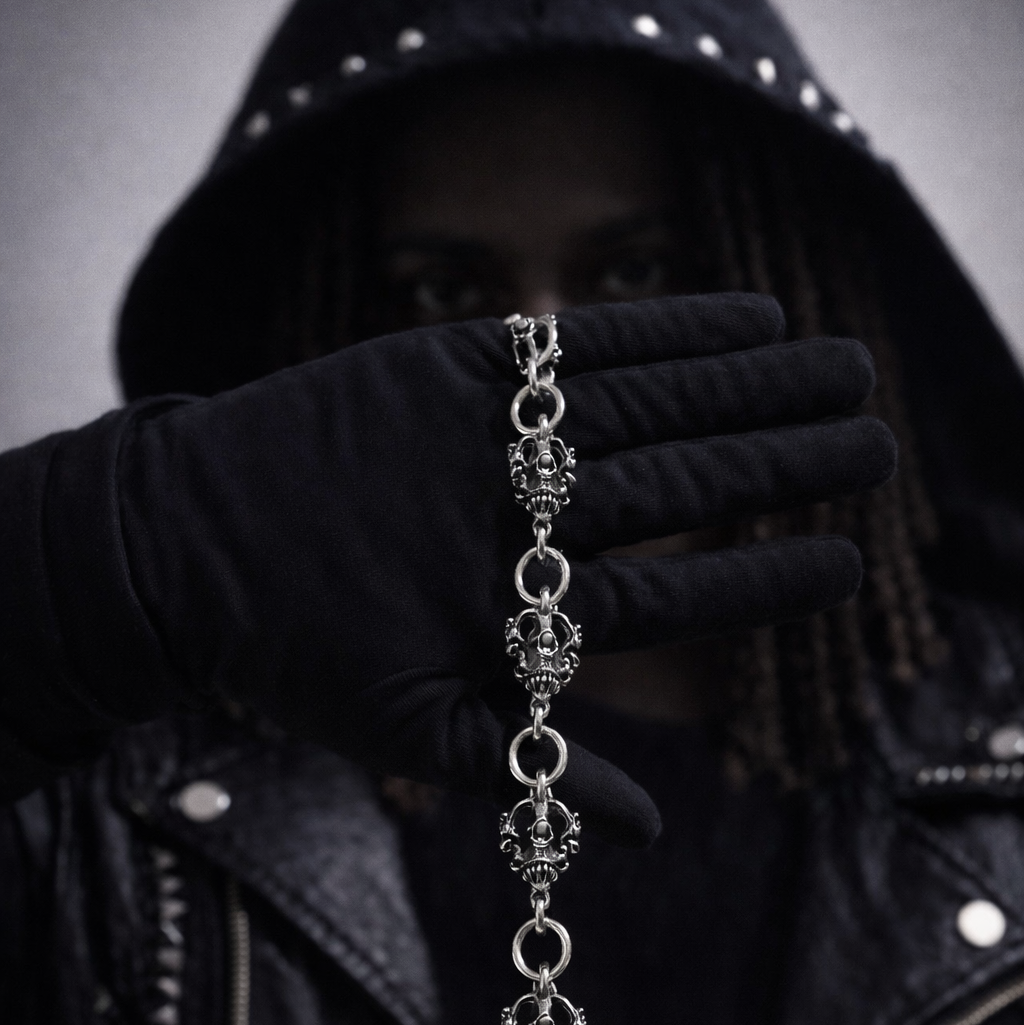 Gothic Silver Crown Wallet Chain