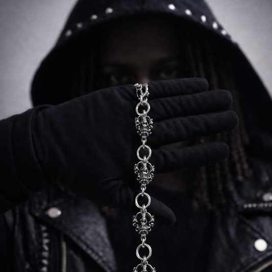 Gothic Silver Crown Wallet Chain