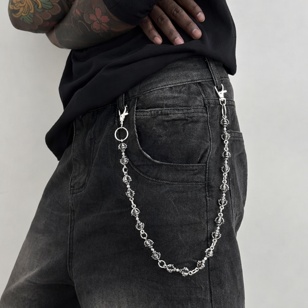 Gothic Silver Crown Wallet Chain