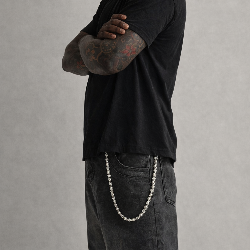 Pearl and Silver Wallet Chain