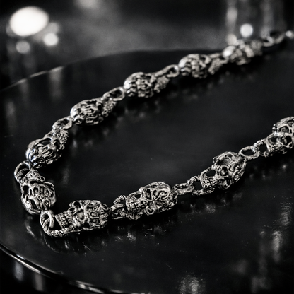Flame Silver Skull Wallet Chain