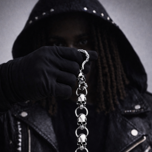 Ring Skull Silver Wallet Chain